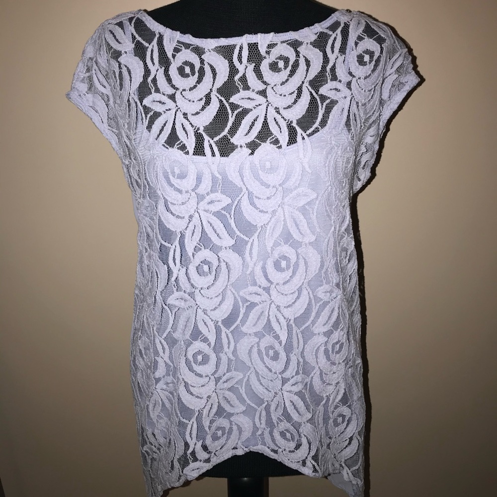 Lavender lace front cami layered top Size XS